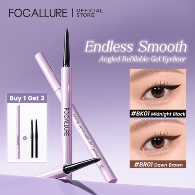 FOCALLURE Bút kẻ mắt gel vát 45° mượt lâu có thể thay lõi  mua 1 được 3 chống nước chống lem