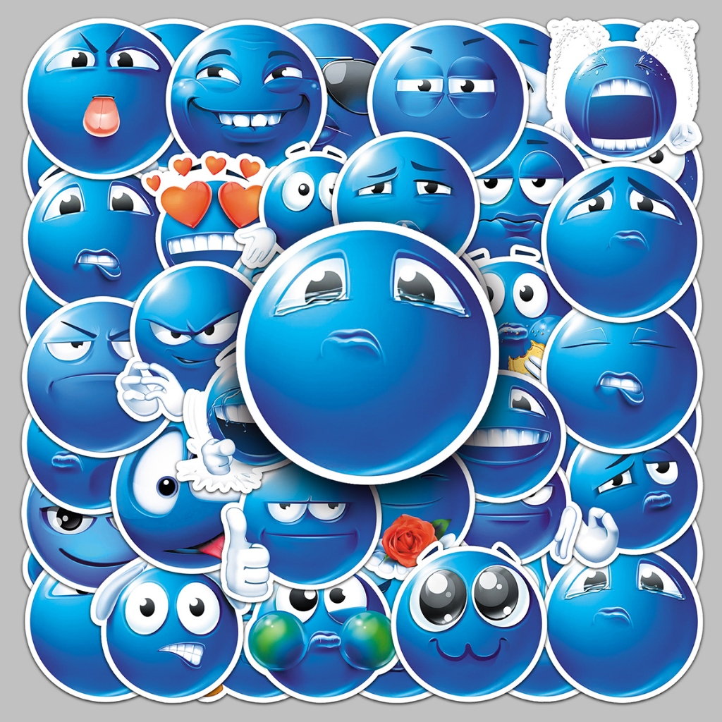 10 / 50 Little Blue Bean Emojis Vui Vẻ Dán Sổ Tay Hành Lý Sáng Tạo DIY Dán