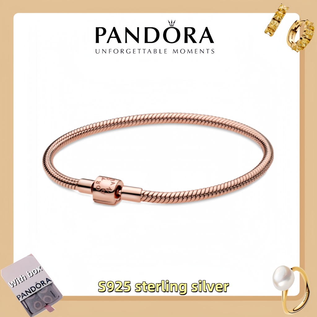 Vòng tay mặt dây chuyền trang sức bạc Pandora S925 (hộp quà tặng miễn phí) Pandora Moments Barrel Cl