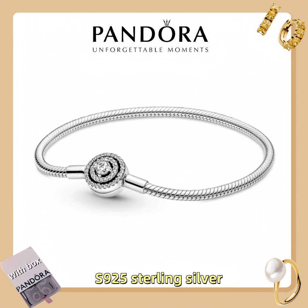 Vòng tay mặt dây chuyền trang sức bạc Pandora S925 (hộp quà tặng miễn phí) Vòng tay chuỗi rắn Pandor