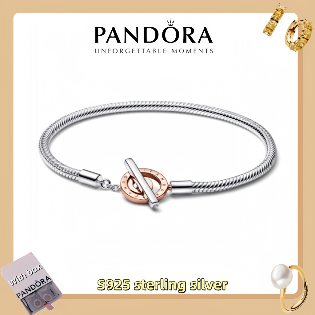 Vòng tay mặt dây chuyền trang sức bằng bạc Pandora S925 (hộp quà tặng miễn phí) Pandora Moments Logo