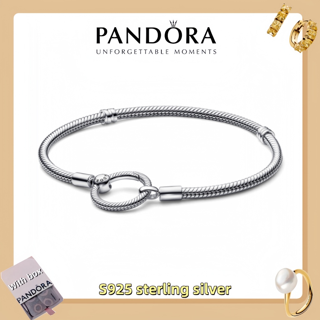 Vòng tay mặt dây chuyền trang sức bằng bạc Pandora S925 (hộp quà tặng miễn phí) Vòng tay chuỗi rắn P