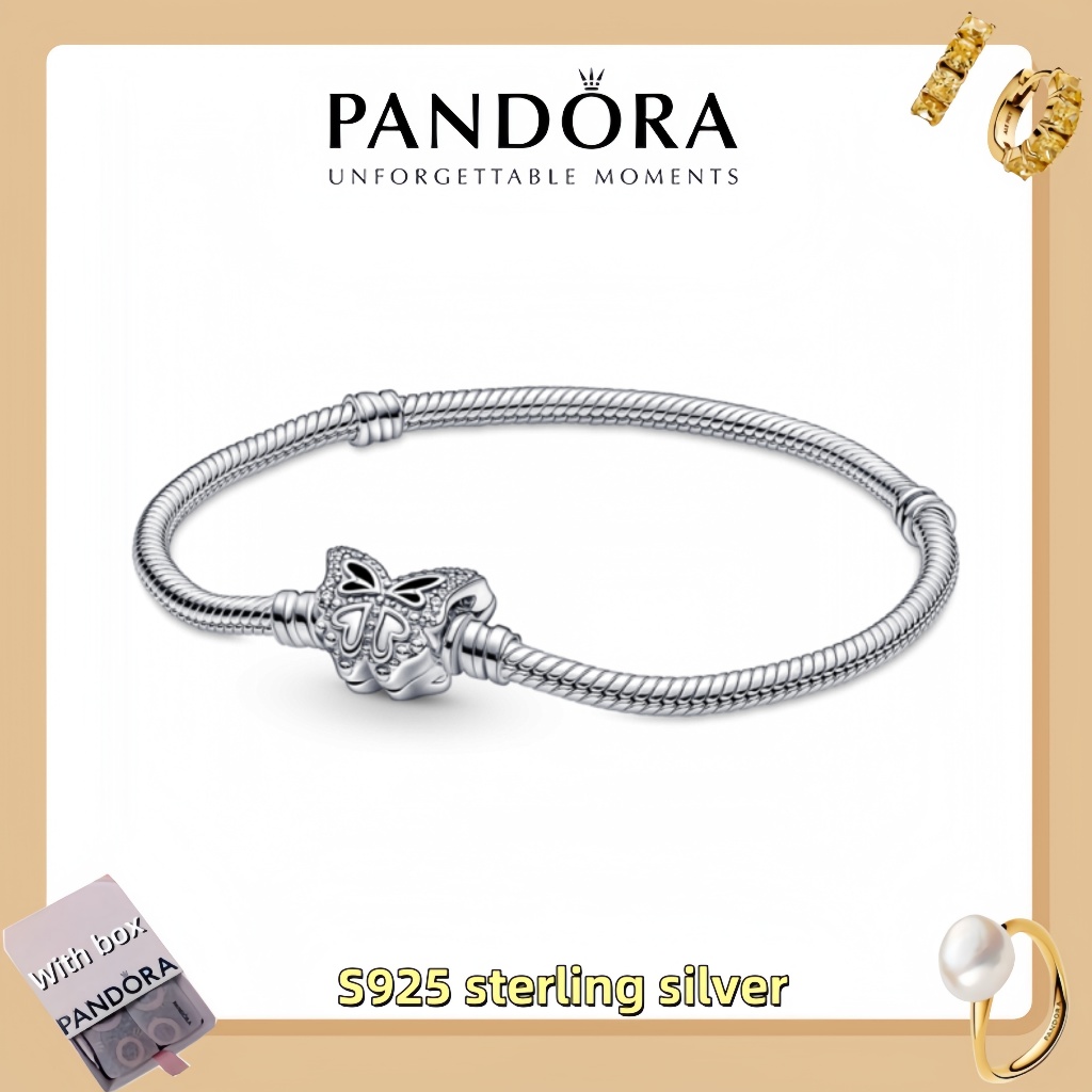 Vòng tay mặt dây chuyền trang sức bằng bạc Pandora S925 (hộp quà tặng miễn phí) Vòng tay chuỗi rắn P