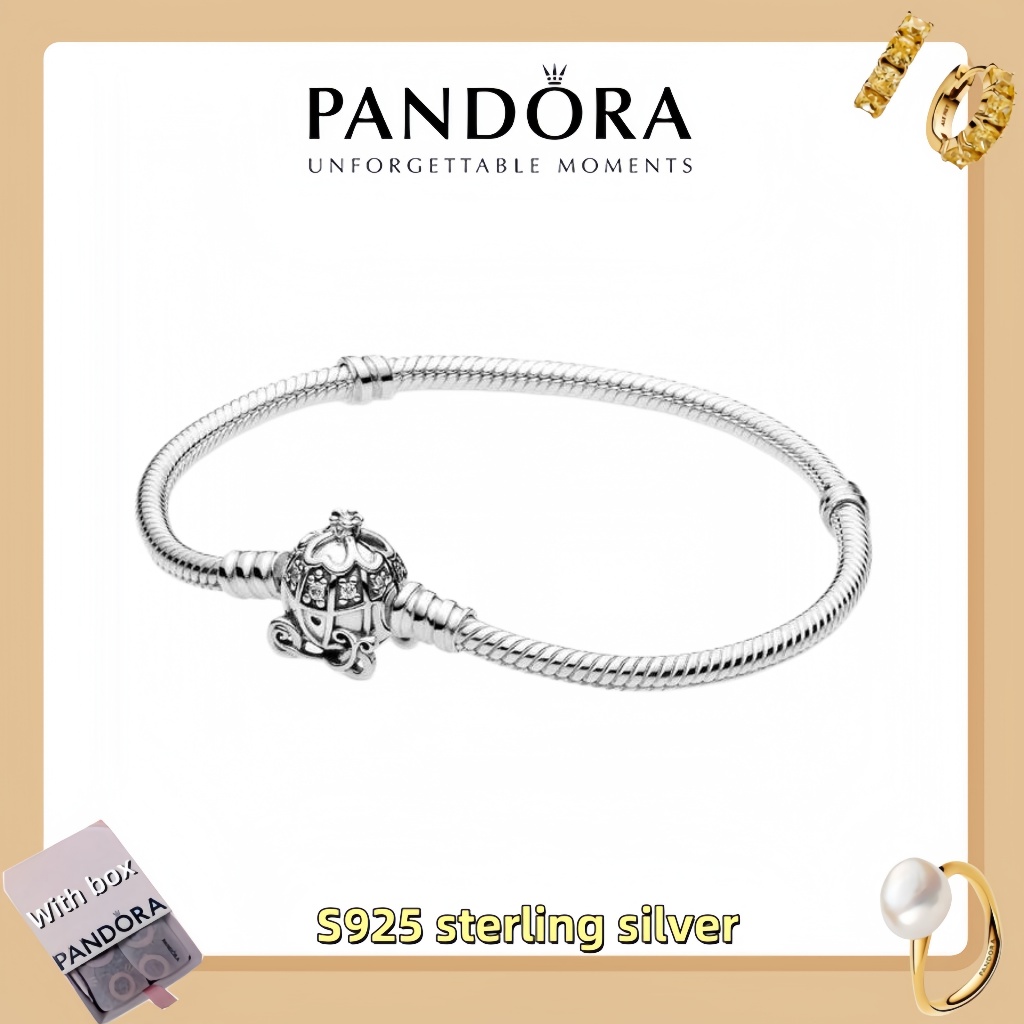Vòng tay mặt dây chuyền trang sức bạc Pandora S925 (hộp quà tặng miễn phí) Disney Cinderella Pumpkin