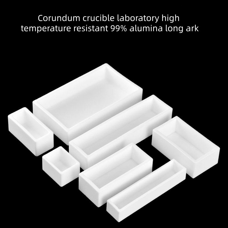 Corundum nồi nấu kim loại phòng thí nghiệm chịu nhiệt độ cao 99% alumina hình chữ nhật thuyền tro vu