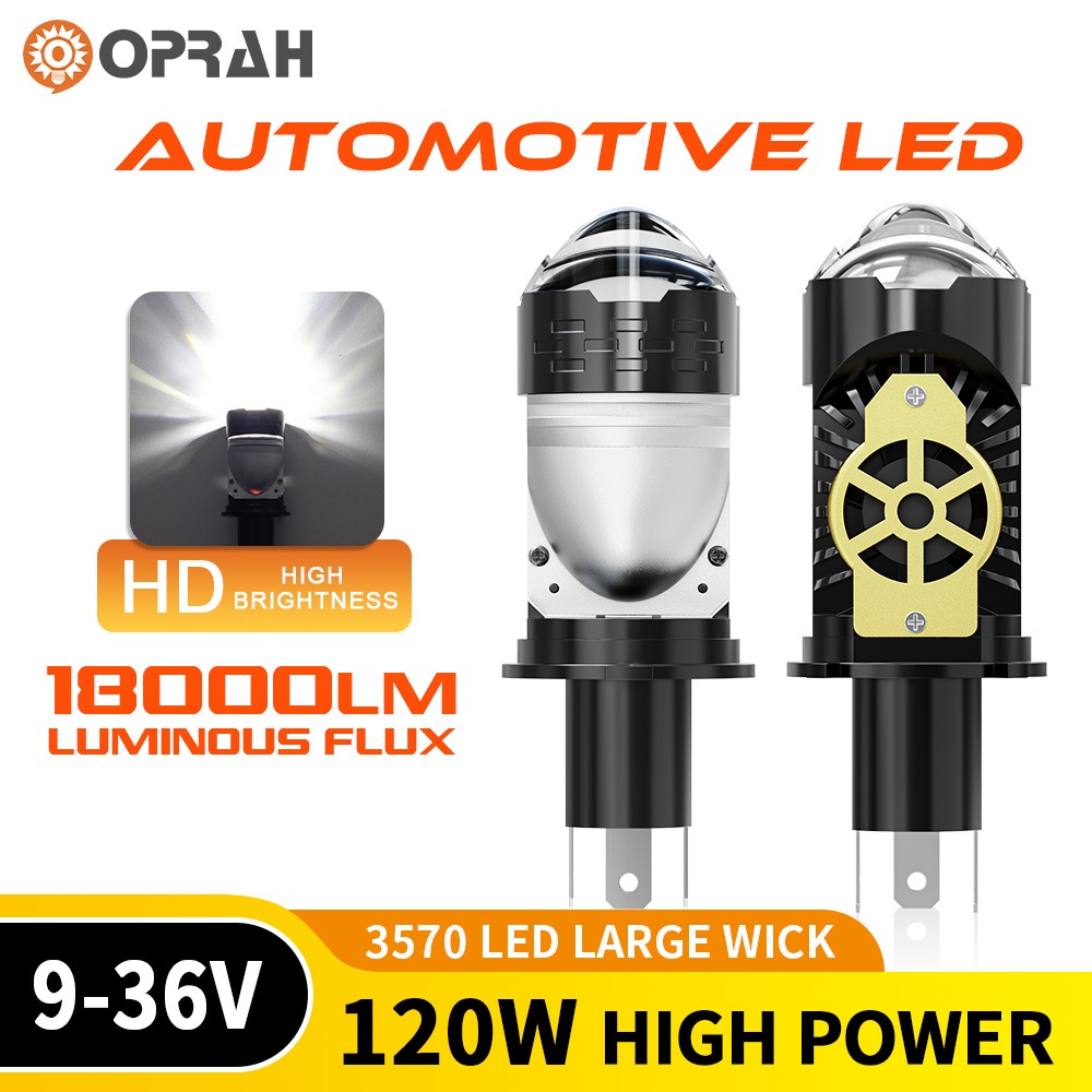 Bóng đèn pha LED OPRAH 120W H4 18000LM 6000K 3570 Chip Ống kính máy chiếu IP67 Chống nước