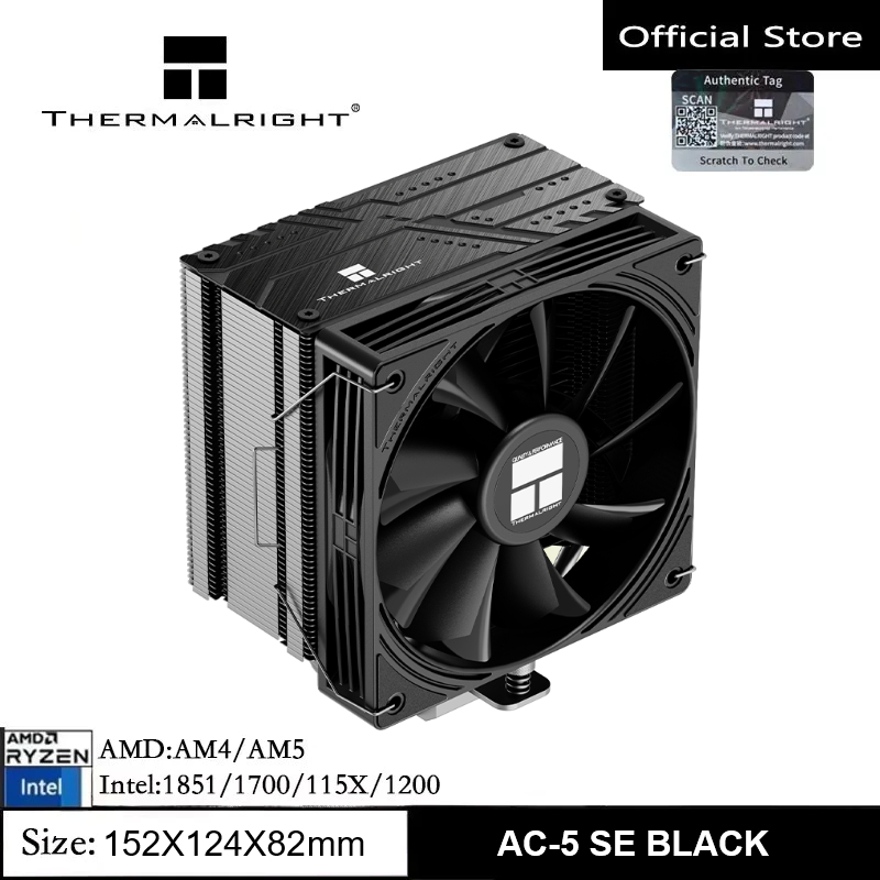 Thermalright AC-5 SE Đen CPU Air Cooler AGHP 5 Ống Nhiệt Khung Máy Tính Tản Nhiệt Cho LGA1851 / 1700