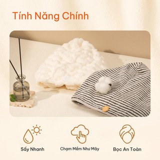 Khăn gội đầu OCE Mũ khăn microfiber siêu mềm, thấm hút nhanh, dễ vắt khô, mềm như mây, chất liệu cao cấp