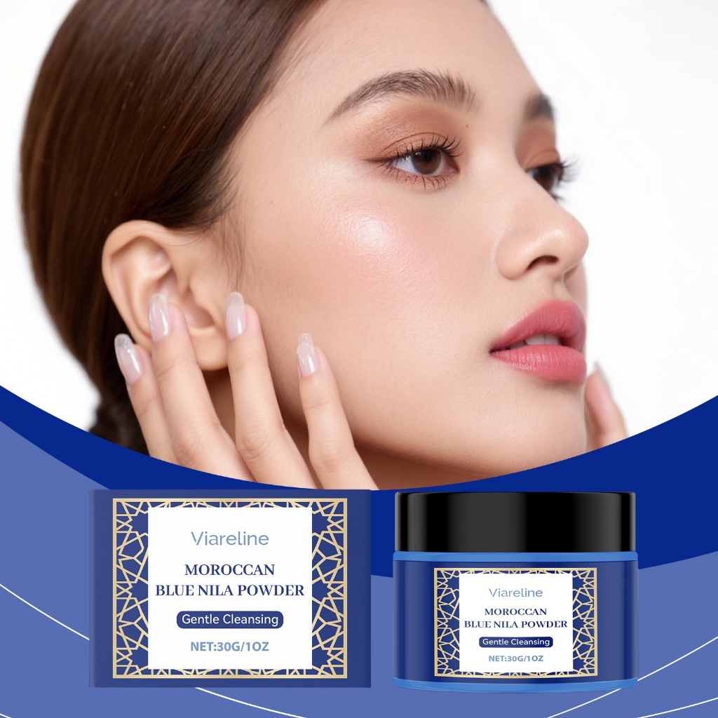 Viareline Maroc Blue Nila Powder 30g Làm sạch nhẹ nhàng Hydrating Smooth Skin Mask Powder