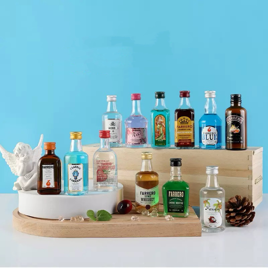 Bộ Chai Rượu Mini 50ml Brandy Whisky Vodka Cocktail Bắn Chai Thủy Tinh Thanh Trang Trí Tiệc