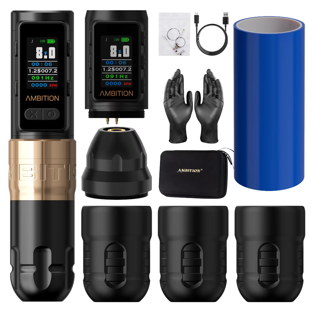 Ambition Soldier Max Máy xăm quay với chức năng thanh toán pin 2400mAh Chế độ tần số Hệ thống ổn địn