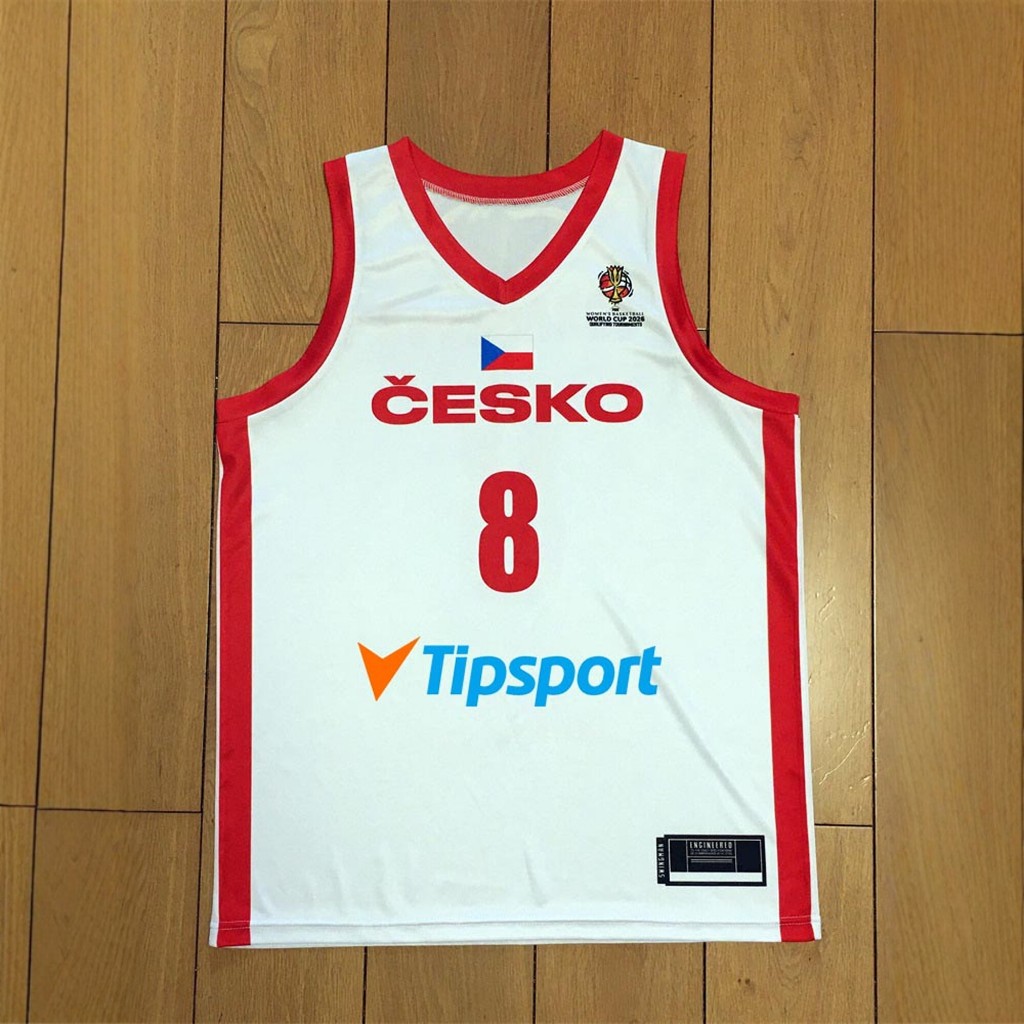 Áo bóng rổ nữ Séc tùy chỉnh 2026 World Cup Pre-Order White Quick-Drying Basketball Jersey American T
