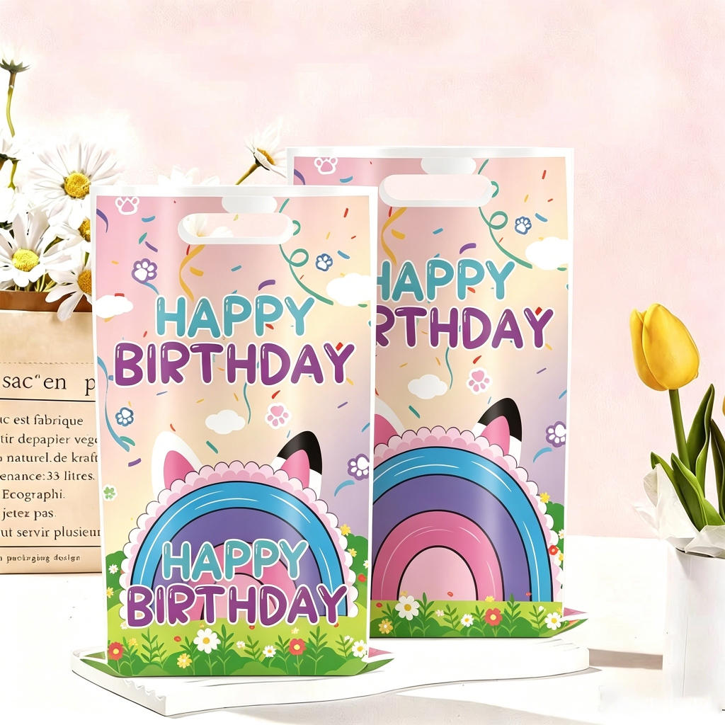 Phim hoạt hình Rainbow Gabby House, 10-30 chiếc túi quà bằng nhựa có thiết kế hoa giấy, thích hợp ch