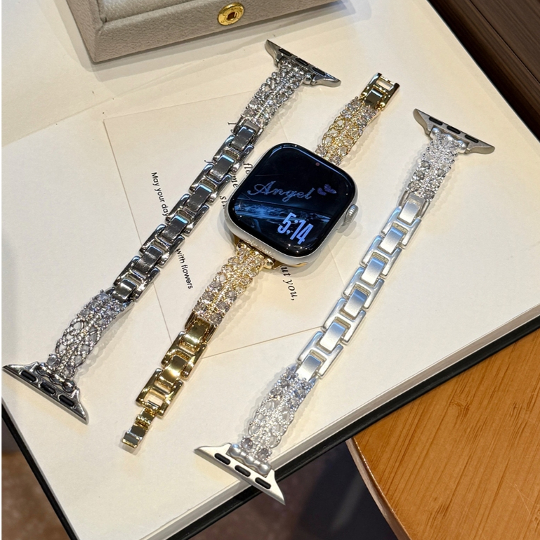 Dây đeo kim loại Zircon đồng dòng chảy nhẹ nghiền Thích hợp cho Apple watch Series 5 / 6 / 7 / 8 / 9