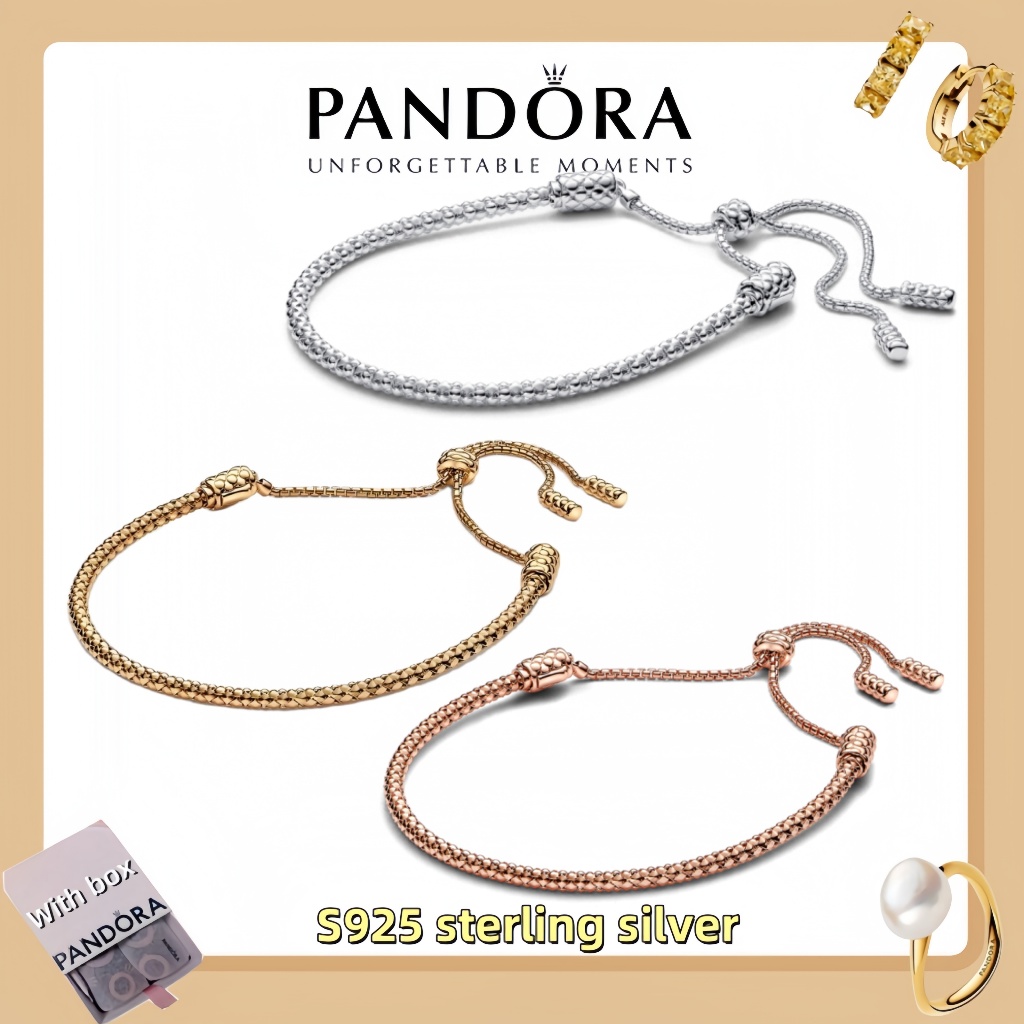 Vòng tay mặt dây chuyền trang sức bằng bạc Pandora S925 (hộp quà tặng miễn phí) Vòng đeo tay thanh t