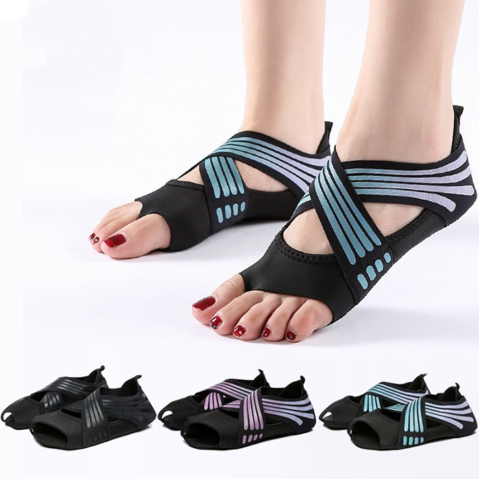 Giày Tập Yoga Nữ Tất Yoga Chống Trơn Trượt Silicone Trong Nhà Pilates Mở Ngón Chân Giày Ba Lê Nữ