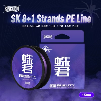 Kingdom SK 8 + 1 Dây PE Dây Câu 150m 8 + 1 Dây PE Bện 0.6 # 0.8 # 1.0 # 1.2 # 1.5 # 2.0 # 12.1-35.1LB Độ Mịn Cao PE Nhiều Siêu Mạnh
