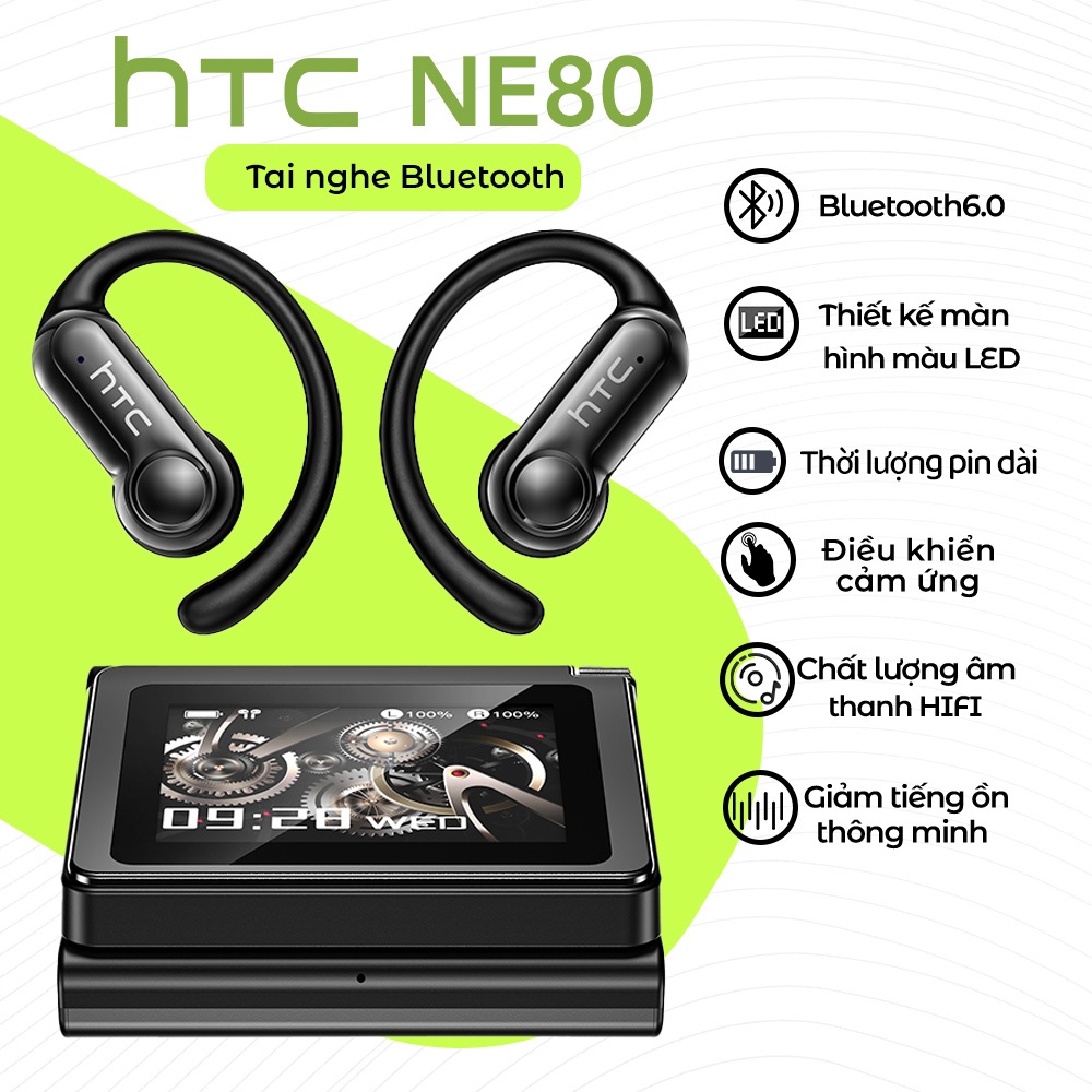 HTC NE80 Tai nghe không dây  Bluetooth 6.0 Tai nghe giảm tiếng ồn Màn hình LED đa chức năng Chất lượng âm thanh HiFi cho IOS / Android / PC | BigBuy360 - bigbuy360.vn