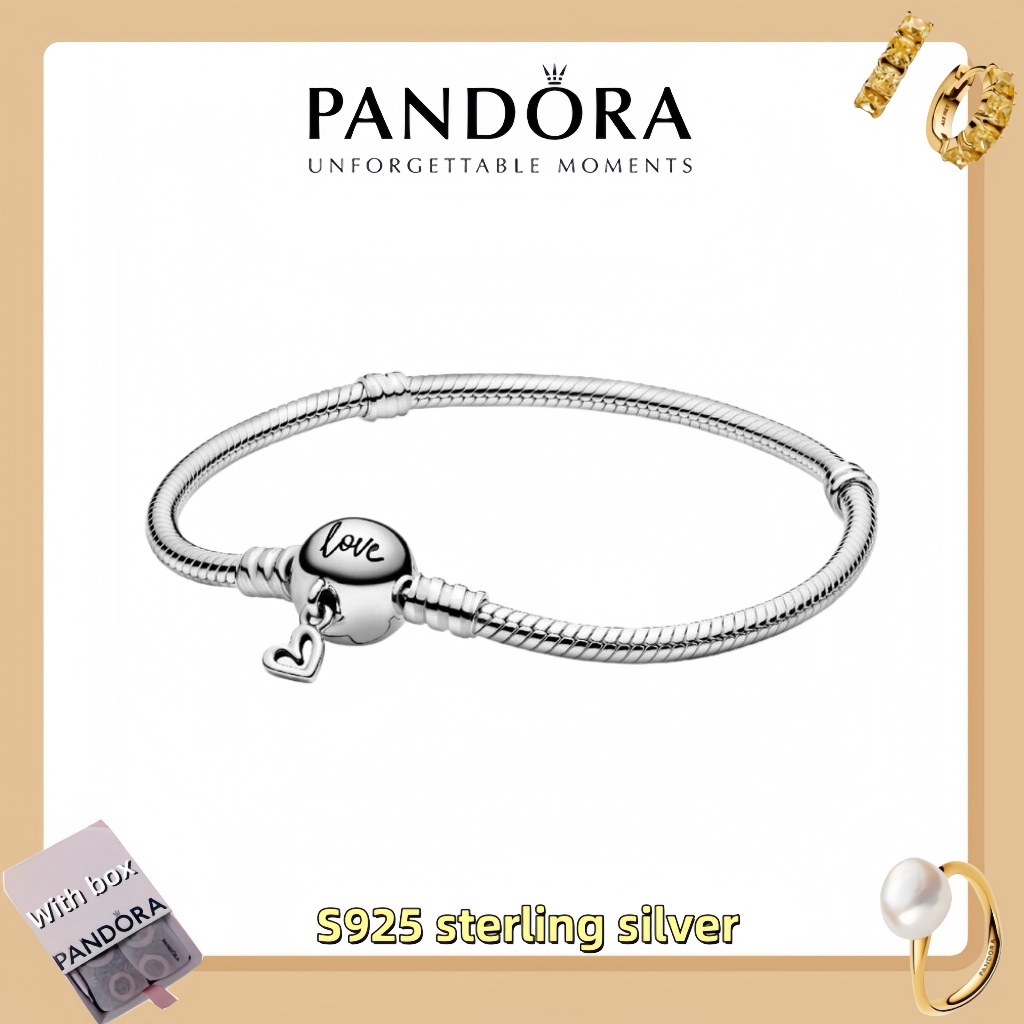 Vòng tay mặt dây chuyền trang sức bằng bạc Pandora S925 (hộp quà tặng miễn phí) Pandora Moments Free