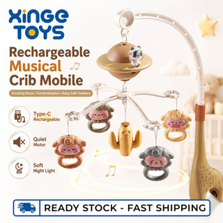 ⭐Dimoarch⭐Đồ chơi treo nôi cũi kèm gặm nướu cho bé sơ sinh xoay 360 kích thích thị giác có hộp nhạc TẶNG điều khiển, chế độ tự tắt