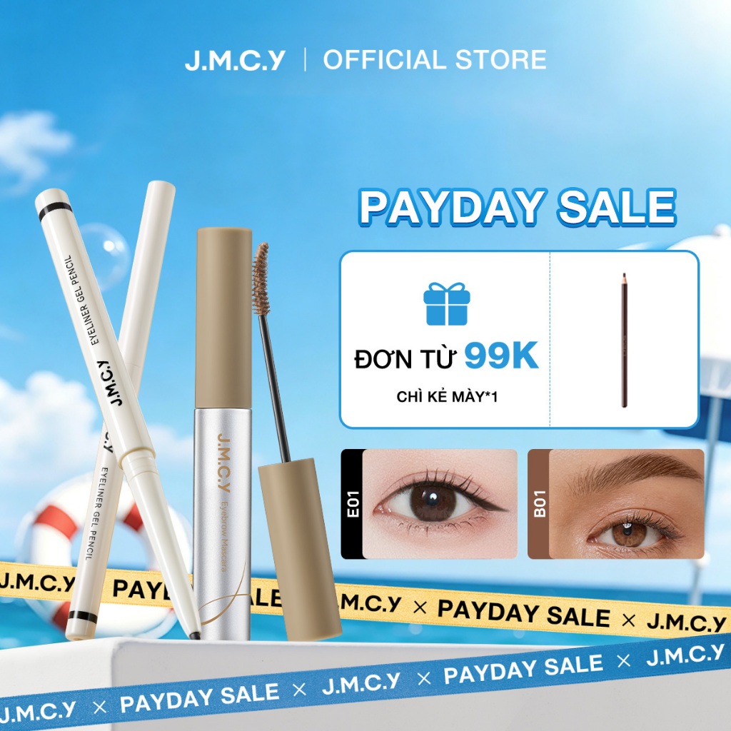 （Mascara lông mày+ Bút kẻ mắt）JMCY Bút kẻ lông mày nhiều màu tích hợp cọ kẻ mày, chất bút mềm mịn, t