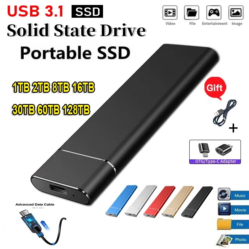 Ổ cứng thể rắn gắn ngoài tốc độ cao 128TB 64TB 32TB 16TB 8TB 2TB 1TB SSD thiết bị lưu trữ di động US