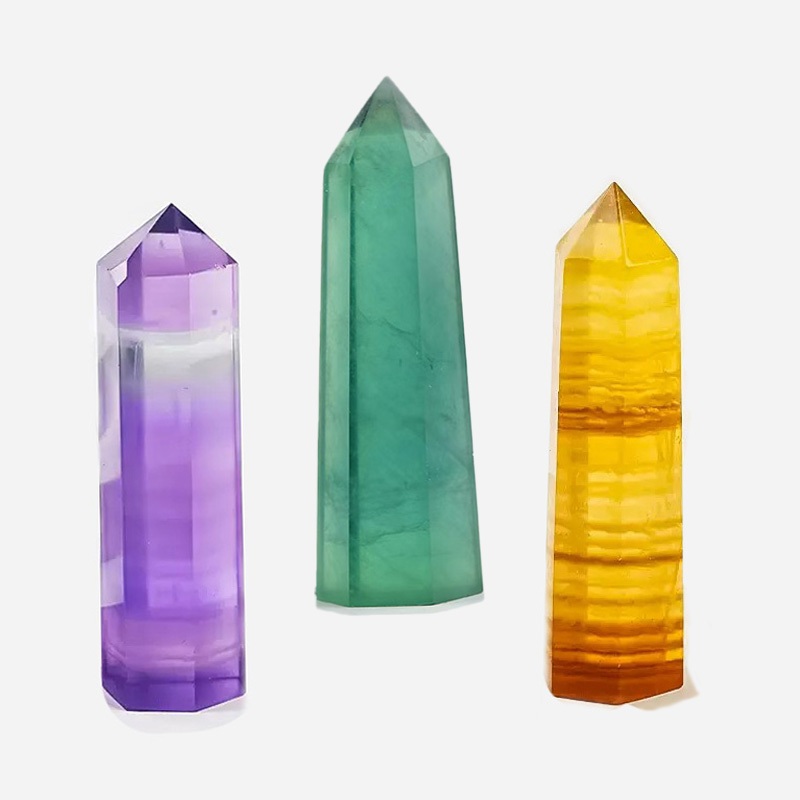 Trụ Fluorite Đá Tự Nhiên Tháp Fluorite Tháp Đá Đánh Bóng Phong Thủy Trang Trí Bàn Làm Việc