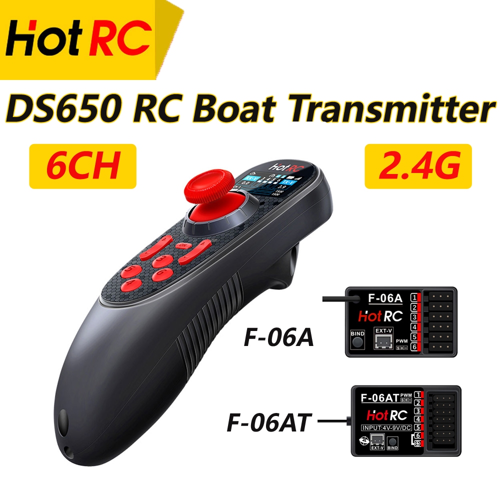HOTRC DS-650 DS650 6CH 2.4G Hệ thống vô tuyến Bộ phát màn hình màu Bộ điều khiển từ xa F-06A Bộ thu 