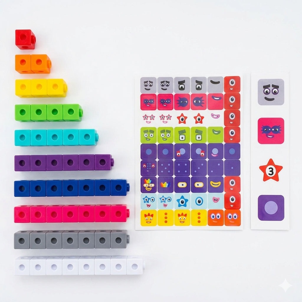 Kit100 Chiếc Numberblocks Đồ Chơi Giáo Dục, 1 Miếng Dán Và 4 minifigures Đồ Chơi Cho Trẻ Em