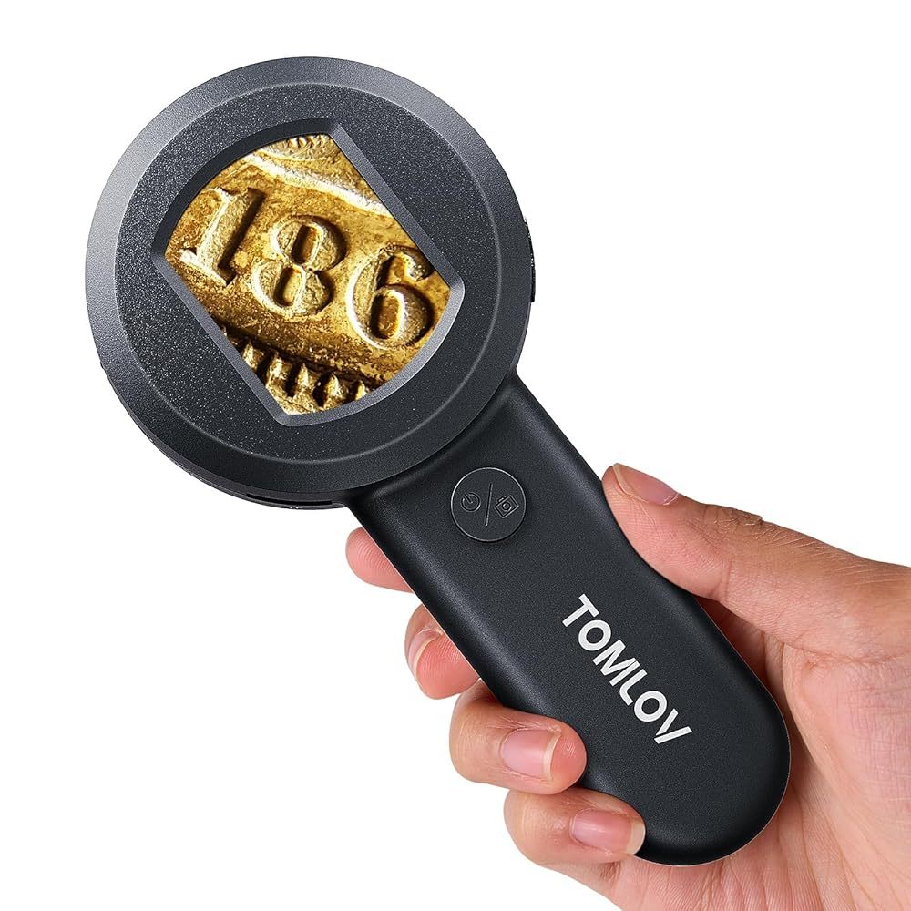 Kính hiển vi P10 có thể sạc lại TOMLOV 2 inch dành cho người lớn Trẻ em, Kính lúp trang sức chiếu sá