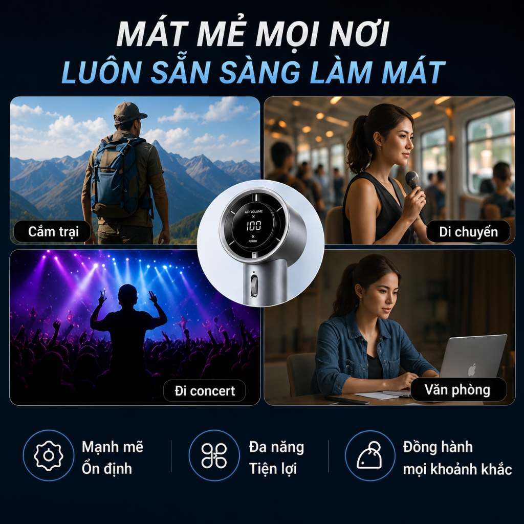 Sorf A18 Pro - Quạt Cầm Tay & Để Bàn 2 Trong 1: Gió Mạnh, Chạy Êm, Làm Mát Nhanh Chóng | BigBuy360 - bigbuy360.vn