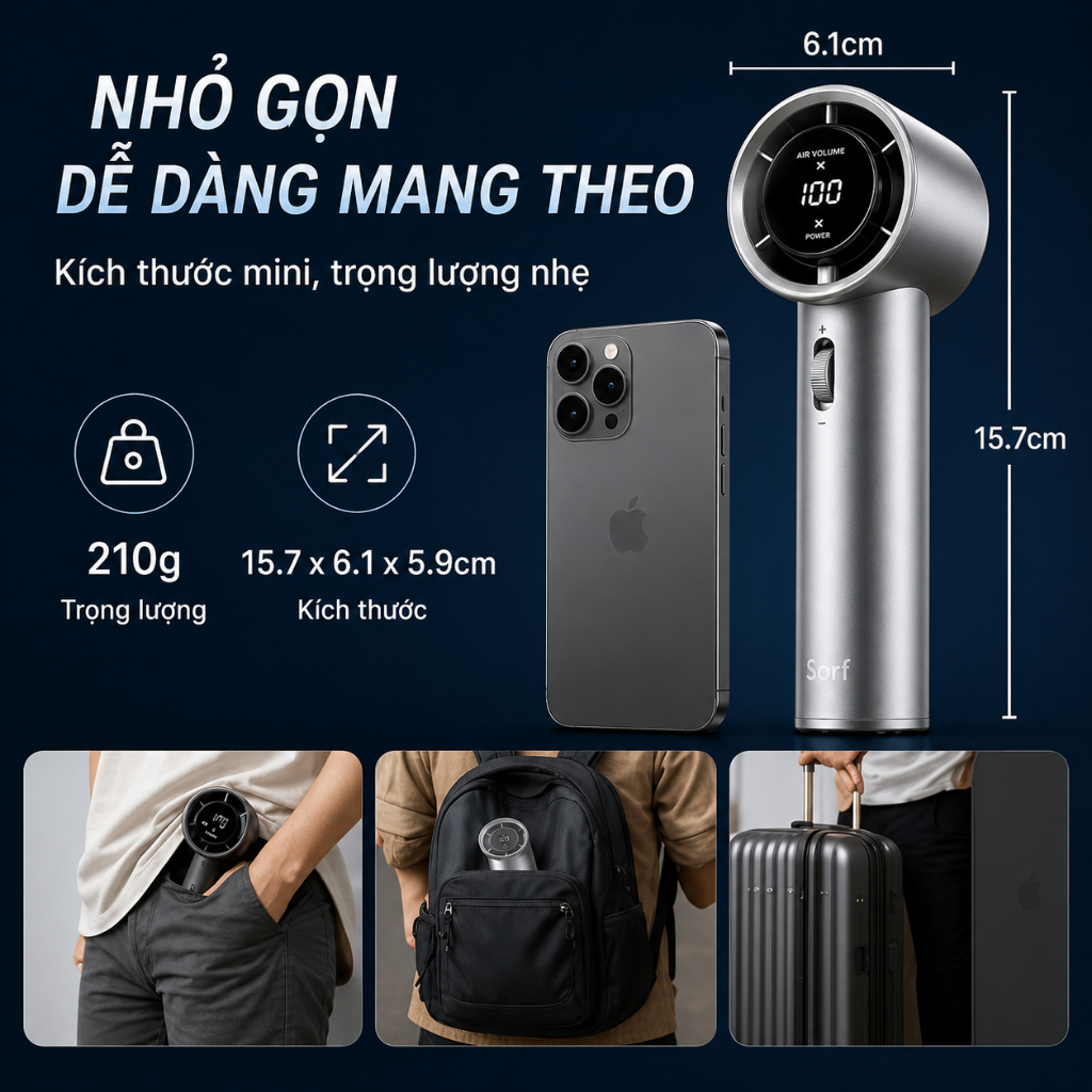 Sorf A18 Pro - Quạt Cầm Tay & Để Bàn 2 Trong 1: Gió Mạnh, Chạy Êm, Làm Mát Nhanh Chóng | BigBuy360 - bigbuy360.vn