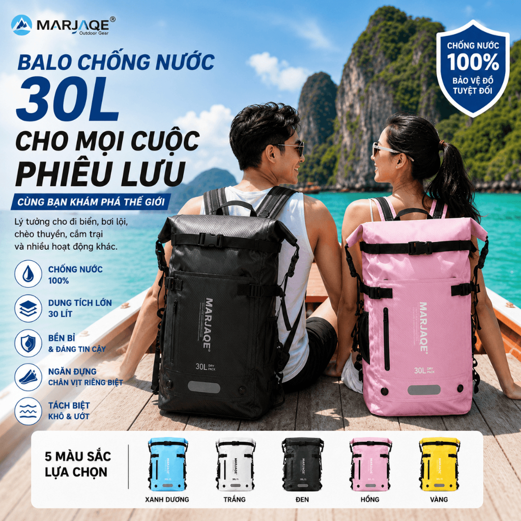 Ba lô túi khô chống thấm nước 30L 100% | Tách ướt & khô | Scuba Gear / Túi du lịch ngoài trời Túi đi