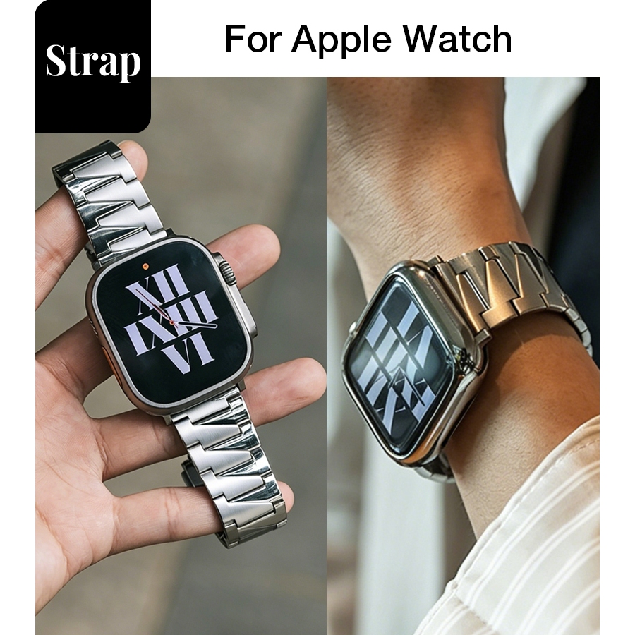 Nam Kinh Doanh Thép Không Gỉ Vát Bướm Khóa Tiền Cũ Phong Cách Dây Đeo Thép Thích Hợp Cho Apple Watch