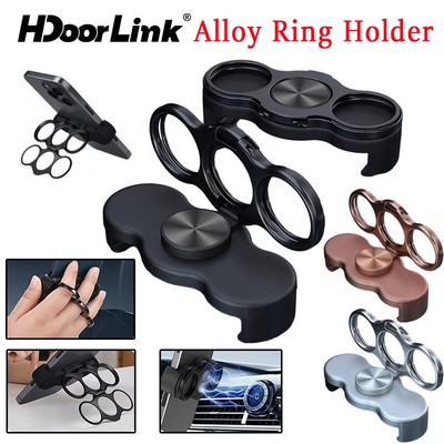 HdoorLink Dual-Ring Ba Cánh Mặt Sau Kẹp Giá Đỡ Hợp Kim Xoay Vòng Giá Đỡ Điện Thoại Có Thể Gập Lại Giá Đỡ