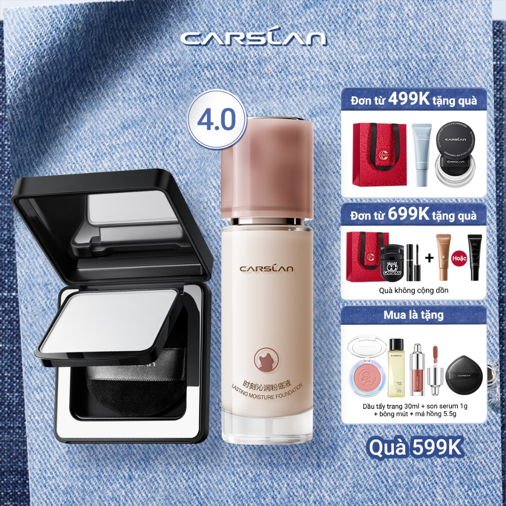 [COMBO] Phấn phủ nén CARSLAN BLACK MAGNET 2.0 8g + Kem nền bám chặt lâu trôi 4.0 30g