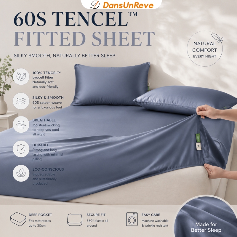 Ga Chun Tencel Satin 1200TC Mát Lạnh Cao Cấp 1m5x2m / 1m8x2m (Trơn Màu)