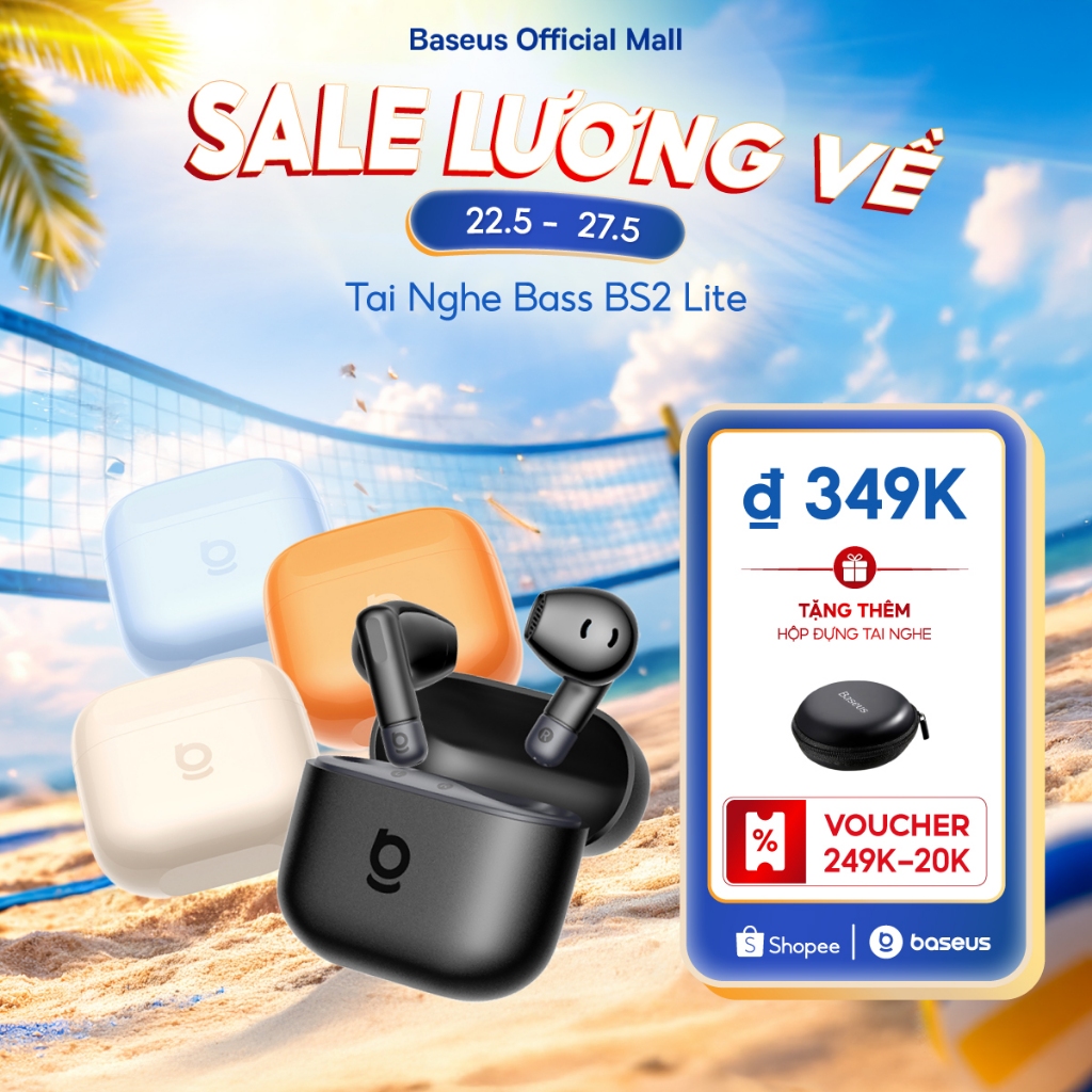 BASEUS Tai Nghe Bass BS2 Lite Bluetooth 6.0 Chống Nước IPX4 30h Tăng cường âm trầm