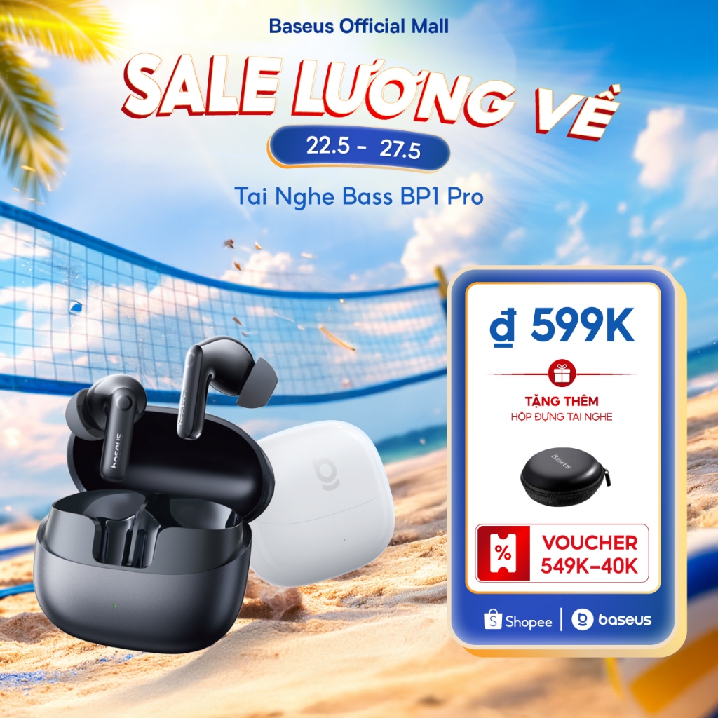 Tai nghe không dây Baseus BP1 Pro ANC -50dB Giảm tiếng ồn Hi-Res Bluetooth 6.0 IPX55 Chống nước 55Hr