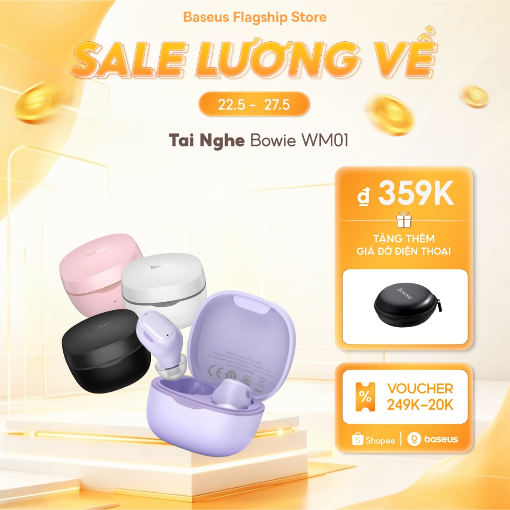 Baseus Tai Nghe bluetooth 5.3 Wm01 Tws Chống Ồn Và Phụ Kiện