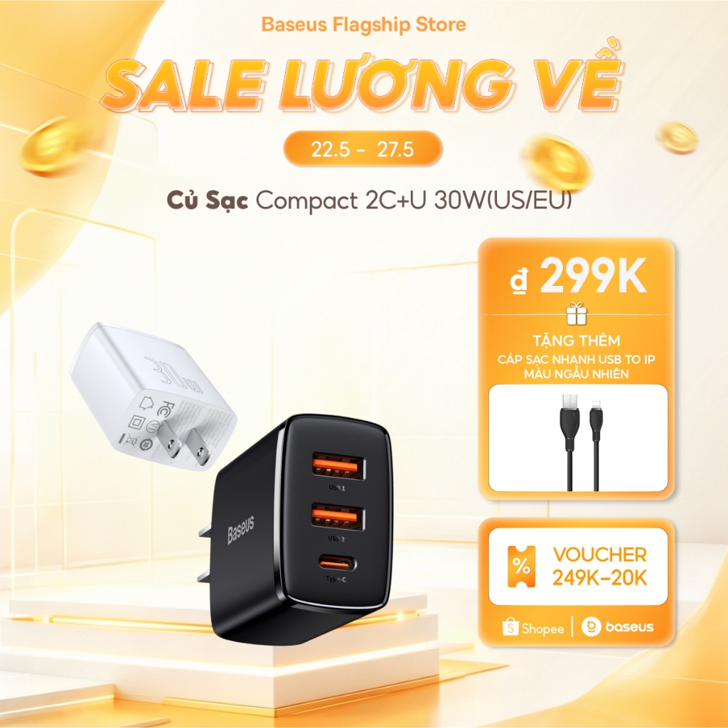 Baseus Bộ Sạc Nhanh 30w pd Cổng usb type c | BigBuy360 - bigbuy360.vn