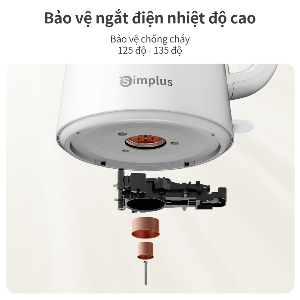 Simplus Ấm Đun Nước Dung Tích 1.7L Công Suất 1500W 2 Lớp Chống Bỏng DRSH007 - Bảo Hành 12 Tháng | BigBuy360 - bigbuy360.vn