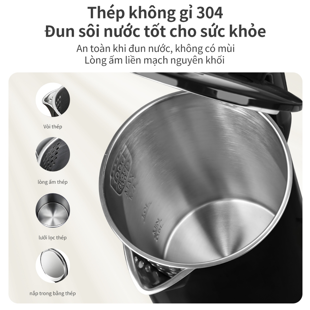 Simplus Ấm Đun Nước Dung Tích 1.7L Công Suất 1500W 2 Lớp Chống Bỏng DRSH007 - Bảo Hành 12 Tháng | BigBuy360 - bigbuy360.vn