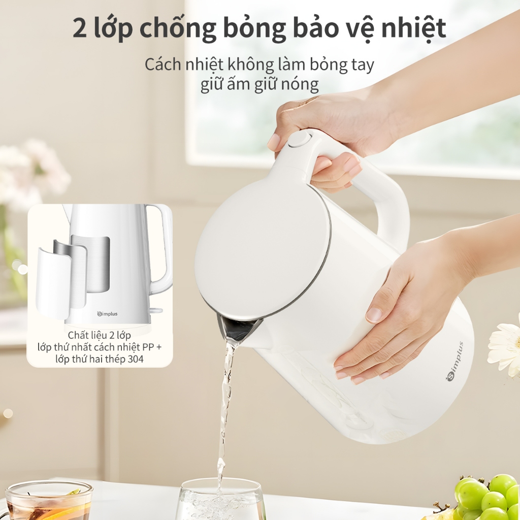 Simplus Ấm Đun Nước Dung Tích 1.7L Công Suất 1500W 2 Lớp Chống Bỏng DRSH007 - Bảo Hành 12 Tháng | BigBuy360 - bigbuy360.vn