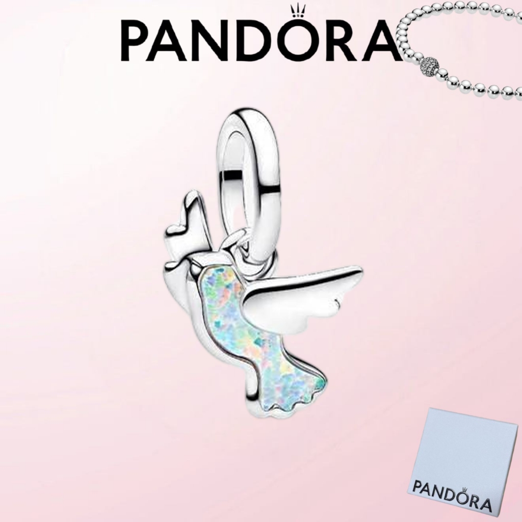100% S925 Bạc Pandora Trang Sức Có Hộp Quà Tặng Tinh Tế Dove Trắng Mini Tòn Ten Charm
