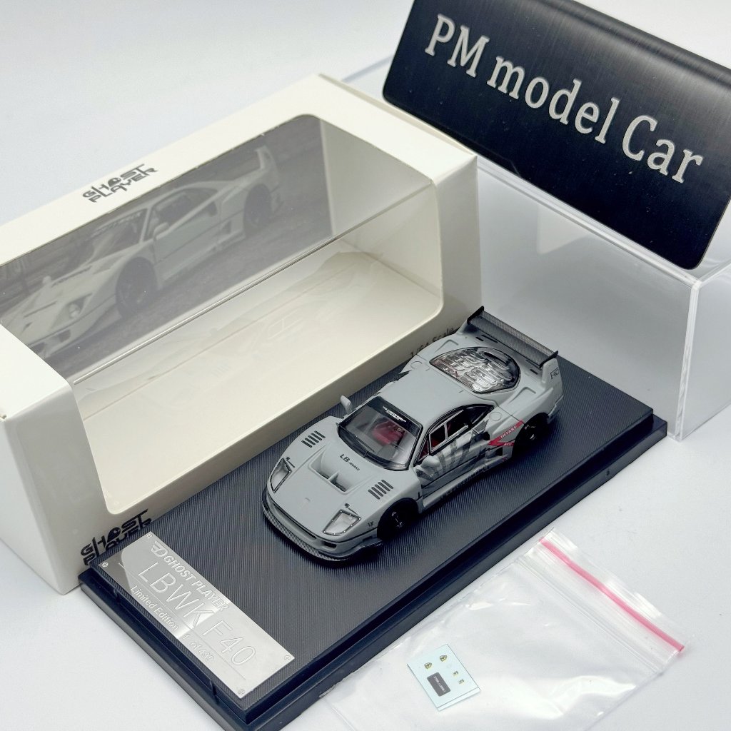 SW 1 / 64 Ferrari F40 LBWK Hợp Kim Diecast Mô Hình Xe Ma Người Chơi Phiên Bản Tùy Chỉnh Trận Màu Xám