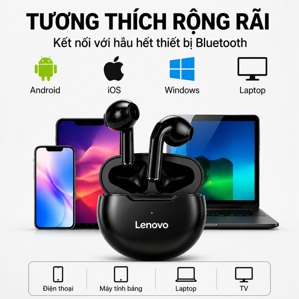 Tai Nghe Bluetooth Lenovo HT38 Chính Hãng - Âm Thanh HIFI Sống Động, Mic Khử Ồn Cuộc Gọi, Pin 15 Giờ, Thiết Kế Gọn Nhẹ | BigBuy360 - bigbuy360.vn