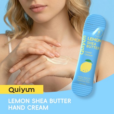 QUIYUM Lemon Shea Butter Hand Cream 3g Gói Số Lượng Lớn 1 5 Chiếc 10 Chiếc Dưỡng Ẩm Làm Trắng Da Vitamin C Sửa Chữa Da Khô Sữa Dưỡng Tay Không Trơn