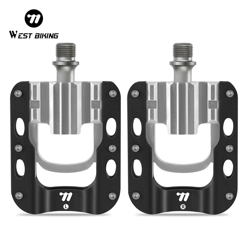 WEST BIKING Bàn đạp xe đạp Bàn đạp gấp Bàn đạp xe đạp 3 vòng bi Hợp kim nhôm Xe đạp gấp chống trượt 