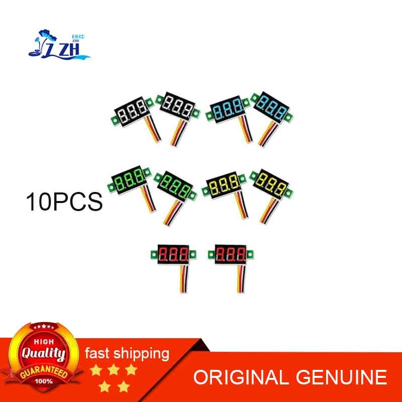 10 Chiếc Mini DC Vôn Kế 3 Dây DC 0-100V Điện Áp 0.28 inch Bảng Điều Khiển LED 5 Màu Kết Hợp